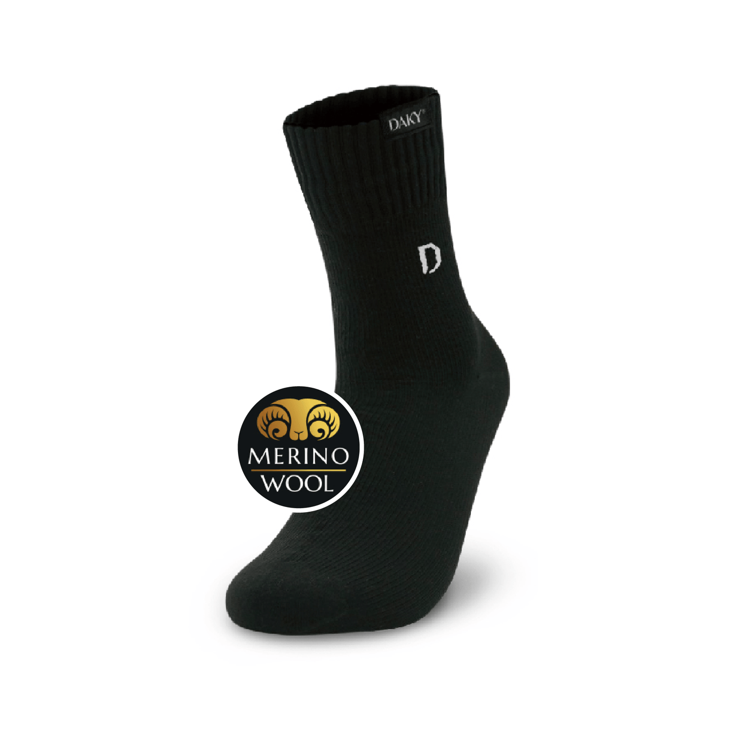 DAKY PHANTOM PLUS - WUDU COMPLIANT & WATERPROOF BLACK SOCKS (MERINO WOOL)