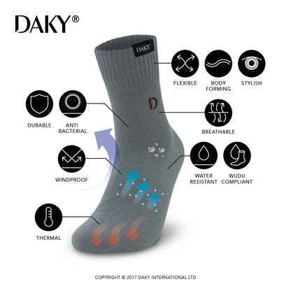 DAKY PHANTOM X - WUDU (MASAH) COMPLIANT & WATERPROOF BLACK SOCKS